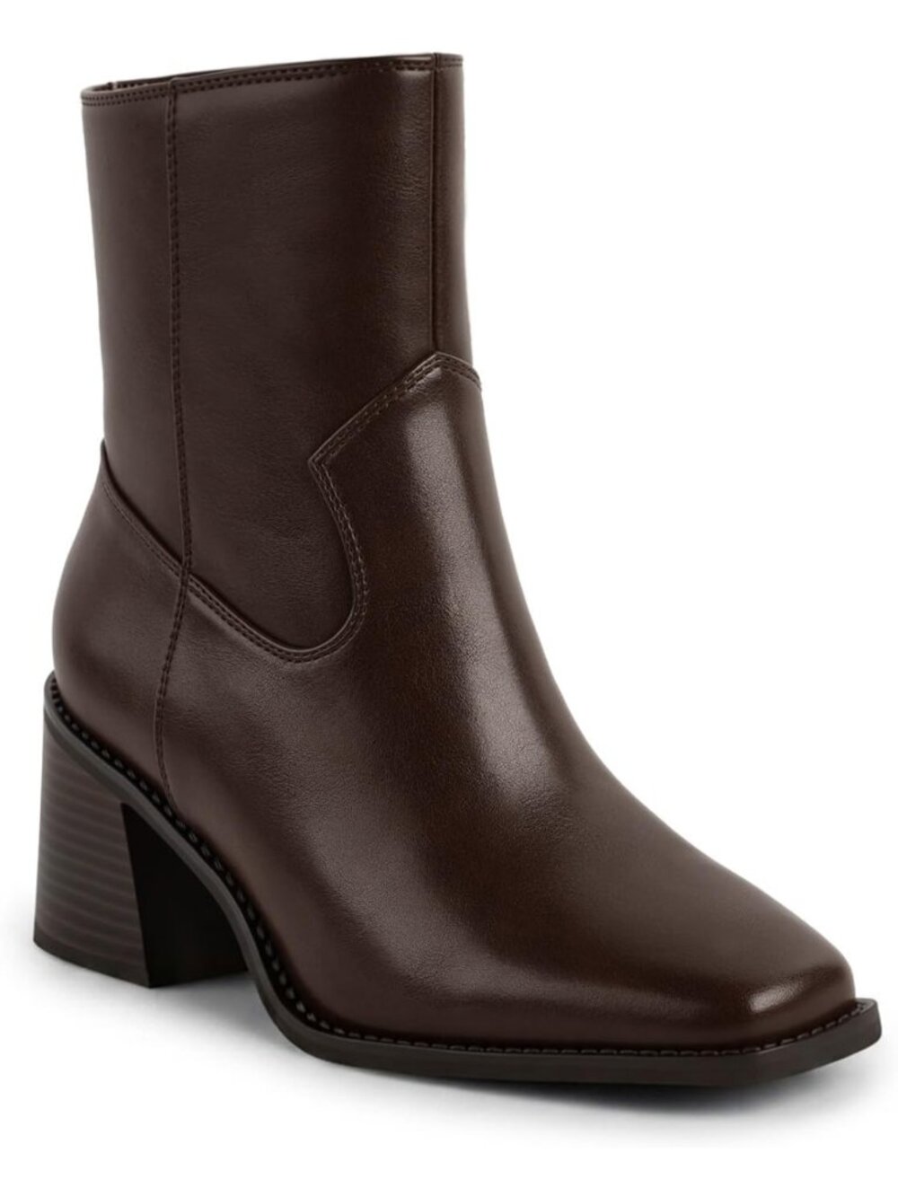 Stylish Heeled Ankle Booties for Women, Square Toe Short Dressy Boots
